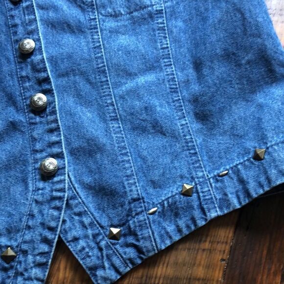 Vintage Denim Bedazzled Jeweled Shirt - Picture 7 of 10